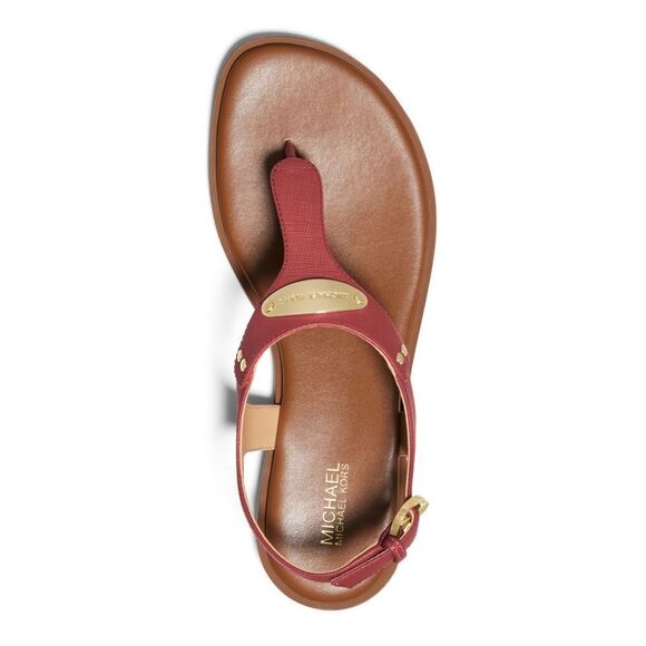 New! MICHAEL KORS Women's MK Plate Thong Leather Sandals Shoes Terracotta Size 7 - Picture 3 of 9